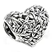 Queenberry Sterling Silver Filigree Tree of Love with Flower Heart Bead for European Charm Bracelets