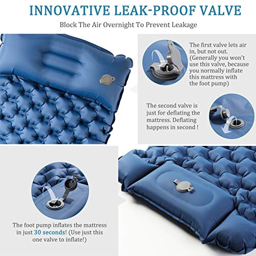 Luxear Campingmatras zelfopblazend met snelle voetpomp voor 1 persoon, opblaasbaar luchtbed gemakkelijk draagbaar… - Image 3
