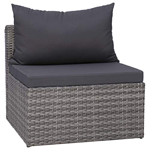 vidaXL Garten Sofagarnitur mit Polstern Kissen 6-TLG. Gartensofa Gartenmöbel Lounge Set Gartenset Sitzgruppe Sitzgarnitur Gartengarnitur Poly Rattan Grau – Bild 5