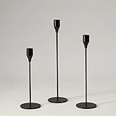 Pickood Solid Iron Taper Candle Holders Set of 3 - Modern Matte Black Candlesticks (9/11/13 Inch), Weighted & Rust-Proof Meta