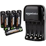 AmazonBasics AA High-Capacity Rechargeable Batteries (8-Pack) and Ni-MH AA & AAA Battery Charger With USB Port Set