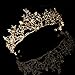 Aukmla Vintage Crown Baroque Gold Tiara Wedding Bridal Hair Accessories Headband for Women and Girls