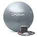 CPOKOH Exercise Ball,Anti Burst and Slip Resistant Yoga Ball,Swiss Ball,Fitness Ball,Ab Exercise Ball,Gym Ball,Workout Ball,Body Balance Ball, with Foot Pump(Silver,75cm)