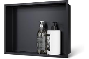 MERRANOX 18" X 12" Matte Black Shower Niche, Stainless Steel Wall Niche, Recessed Shower Niche for Bathroom, Storage, No Tile Needed, Anti-Fingerprint & Easy Installation