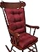 Klear Vu Omega Non-Slip Rocking Chair Cushion, Assembled in USA, Thick Tufted Design, Includes Seat Pad & Back Pillow with Ties, 17x17 Inches, 2-Piece Set, Solid Flame Red 2 Count