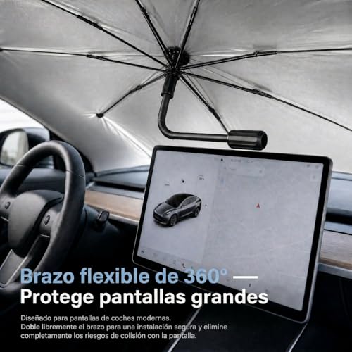 Zuquik Front Car Sun Shade 145 x 85 cm V-Opening for Cars and SUVs, Windshield Sunshade with Flexible Handle 360 Degrees, UV Block 3 Layers Odorless (Silver, L~L)
