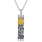 JUSTKIDSTOY Cremation Jewelry Sterling Silver Sunflower/Rose/Daisy Flower Urn Necklace for Ashes Memorial Keepsake Jewelry for Women