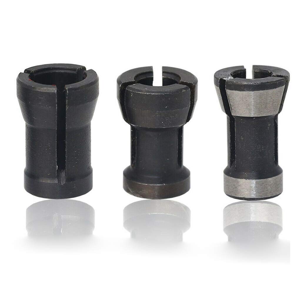 Router Bit Collet Milling Cutter Adapter HSS Split Bushing Collet Chuck Adapter Router Collet Reduction Sleeve for Woodworking (8mm+6.35mm+6mm, Pack of 3)