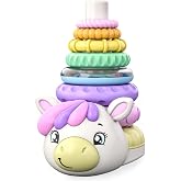 Move2Play, Stacking Toy | Includes 7 Unique Rings | Montessori Development | Baby Gift for 1 Year Old Boys &amp; Girls | Ages 0-6+, 9, 10, 12, 18+ Months | Unicorn Stacker