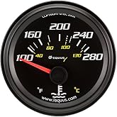 Equus 6262 2" Electrical Water Temperature Gauge, Black