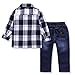 FERENYI Boys Clothes Outfits Suit Kids Long Sleeve Dennim/Plaid Shirt+Pants Jeans Toddler Boy Clothing Set (2-3 Years, White)