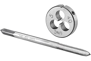 Burkit No 5-40 UNC Tap and Die Set, 5 x 40 UNC Machine Thread Tap and Round Die Right Hand