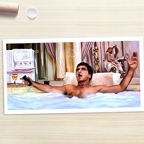 SCARFACE Tony Montana - Painting Giclee CANVAS PRINT by Stas Studio (Large 15" x 30" / ROLLED in a tube)