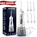 Cordless Water Flosser Teeth Cleaner, [NEWEST 2020] High Plus Rechargable Portable Oral Irrigator For Travel, Braces & Bridges Care，IPX7 Waterproof With 6 Interchangeable Jet Tips