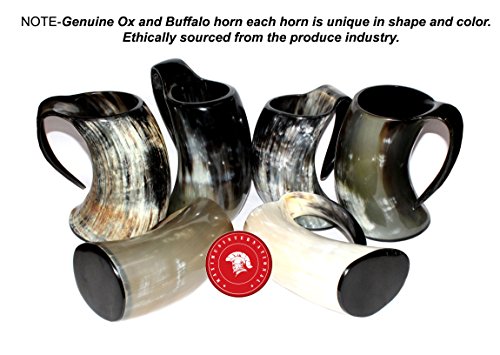Maximus International - The Original Handcrafted Authentic Viking Drinking Horn Tankard for Beer, Mead, Ale – Medieval Inspired Stein Mug wood Bottom and Ring – Food Safe Vessel With burlap sack. - Thumbnail 3