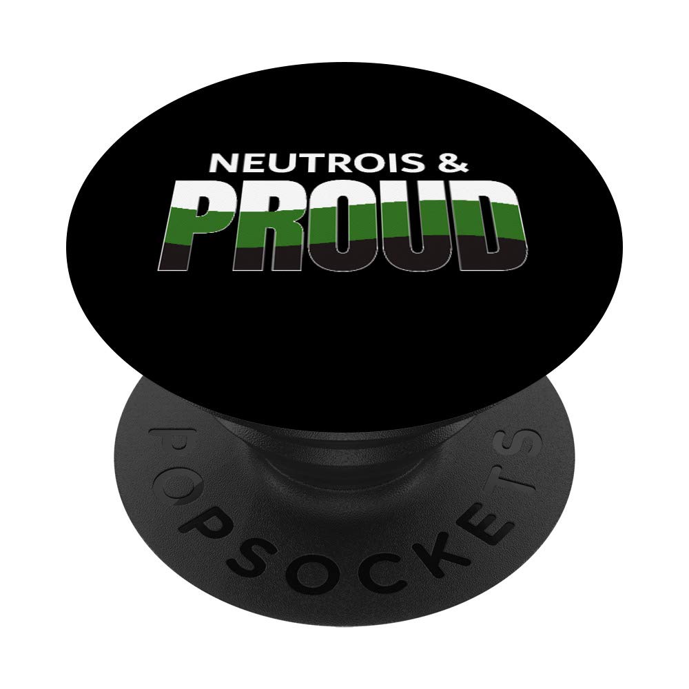 'Neutrois & Proud' Gift | Gender Neutral Neutrois Pride Flag PopSockets Grip and Stand for Phones and Tablets