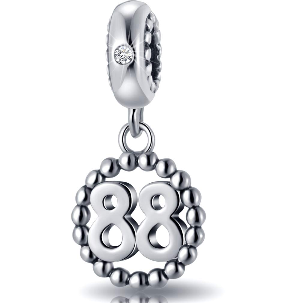 88 Number Overlap Bracelet Charms,925 Sterling Silver Pendants Beads Fit Pandora Charm Bracelets, Necklace, and European Snake Chain, Dangling for Birthday 88th Anniversary 88 Years — image 1