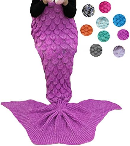 Coroler Mermaid Tail Queen Blanket with Scale Patterns, 70.8-Inch-by-31.5-Inch - Rose Pink