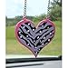 Pink Outline Zebra with Black Stripes Print Heart with Gem Clear Crystals Animal Print Safari Wild Series Auto Car Truck SUV Vehicle Universal-fit Rear View Mirror Ornament - Auto Ornamentz