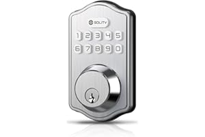 Solity Smart Digital Electronic Deadbolt Door Lock, Keyless Entry, Auto Lock, 100 Custom Codes, Easy Installation, Keypad for Front & Back Door, Residential & Commercial, AT1 (Satin Nickel)