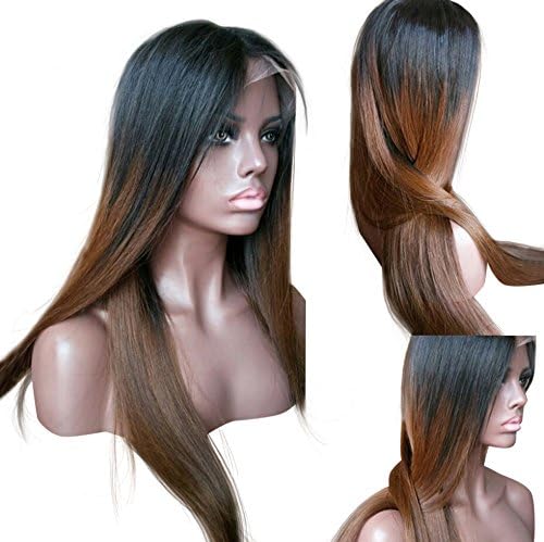oDDel Ombre Virgin Brazilian Glueless Lace Front Wig Straight Colour 1b/30 Grade 5A