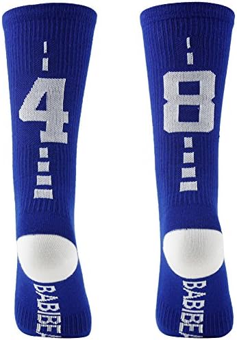 BABIBEAN Kids Soccer Team Over The Calf Football Training Socks Blue/White 8-12 Age