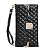 Galaxy Note 4 Case.Galaxy Note 4 Wallet Casae,By Caseland Handbag Wallet Flip Leather Case Crystal Button Case For Samsung Galaxy Note 4 N9100,With Chain And Sling [Black]