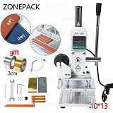 ZONEPACK 1013cm Digital Embossing Machine Hot Foil Stamping Machine Manual Tipper Stamper for PVC Leather Pu and Paper Stamping with Paper Holder and Scale