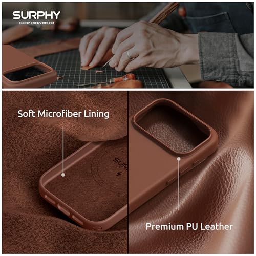 SURPHY PU Leather Case for iPhone 17 Pro MAX (6.9") Case Compatible with MagSafe, Leather Case with Precise Cutouts, Brown