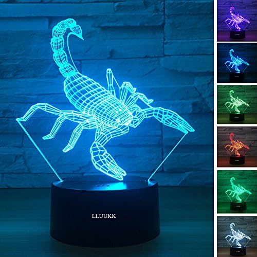 LLUUKK Visual 3D Night light Lamp Scorpions toys Desk Lamp Table decoration household accessories Kids gift boys festival for animal lovers