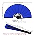 Amajiji Large Folding Fan, Chinease/Japanese Folding Nylon-Cloth Hand Fan, Women Hand Folding Fans Hand Fan Gift fan Craft fan Folding Fan Dance Fan (Blue)
