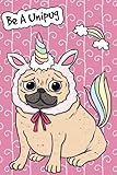 Journal Notebook For Dog Lovers Unicorn Pug - Pink: 110 Page Plain Blank Journal For Drawing, Writing, Doodling In Portable 6 x 9 Size (My Favorite Plain Journal) (Volume 55) by