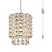 Airposta Plug in Crystal Pendant Light, Modern Mini Chandelier with Clear 16.4' Hanging Cord and On/Off Dimmer Switch,Chrome Finish Sparkly Swag Ceiling Lamp for Bedroom Kitchen Closet Dining Room
