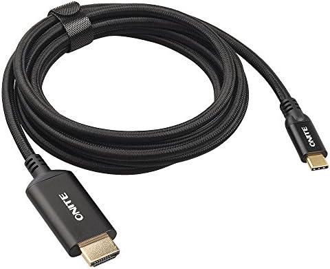 Onite 2M Nylon Braided USB C 3.1 to HDMI Cable (Thunderbolt 3 Compatible) for Samsung Galaxy S8, S8 Plus, Note 8, LG G6, New Macbook Pro 13" 15" TouchBar, Black
