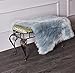 Chanasya Super Soft Faux Fur Fake Sheepskin Grey Sofa Couch Stool Casper Vanity Chair Cover Rug/Solid Shag Area Rugs For Living Bedroom Floor - Slate Blue Grey 2ftx3ft