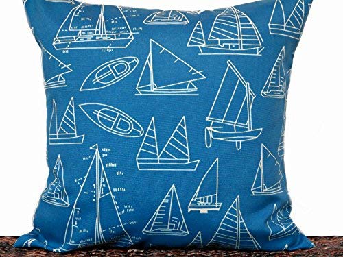 Amazon Com Blue Sailboats Outdoor Throw Pillow Cover Cushion