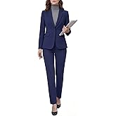 QRNPV Women's 2 Piece Pants Suit - Wrinkle-Free Business Casual Blazer Set - Professional Work Office Outfit