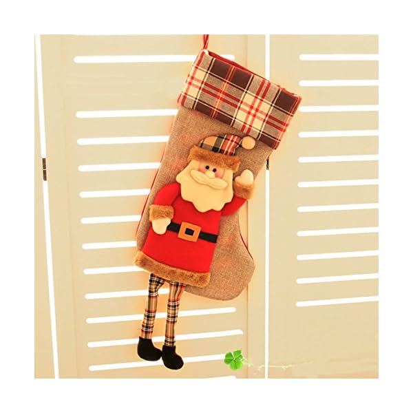 2 PCS Christams Stockings, Lionsoul 3D Large Classic Santa Claus Snowman Christmas Stockings Gift Bags, 18 inch - Image 3