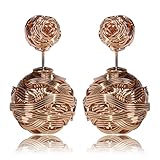 MANDI HOME 2015 Hot on Sale Double Sided Bubble Vintage Style Alloy Earrings Ear Rings for Ladies Girls Women (Gold)