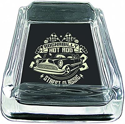 Glass Square Ashtray for outdoor With Four Places to Drop Your Cigarette| Thick and Transparent Glass Tray |Glass Ashtray Stand |Glass Ashtray Set| Glass Ashtray for Home| Rockabilly Hotrod