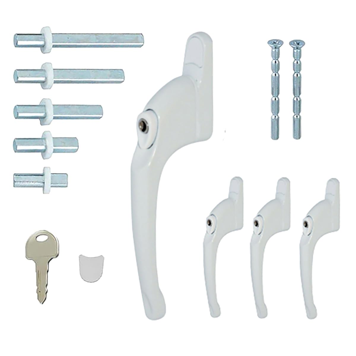 FixRello PVC Window Handles for uPVC Windows - Handle for uPVC Windows and Double Glazing (4, White w/White Button)