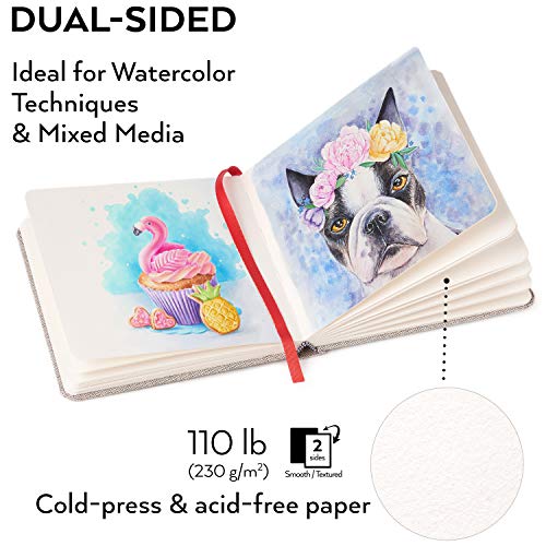 Arteza Watercolor Sketchbooks, 5.5×5.5inch, 3Pack, 132 Sheets, Gray