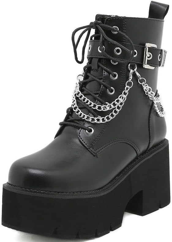 Amazon.com | TNXZ Platform Boots for Women Fashion Block Heel