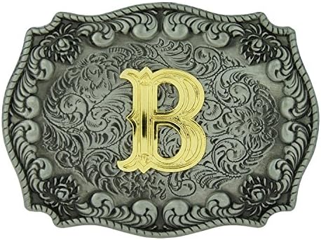 Western Style Belt Buckle Initial Gold Letters (B)