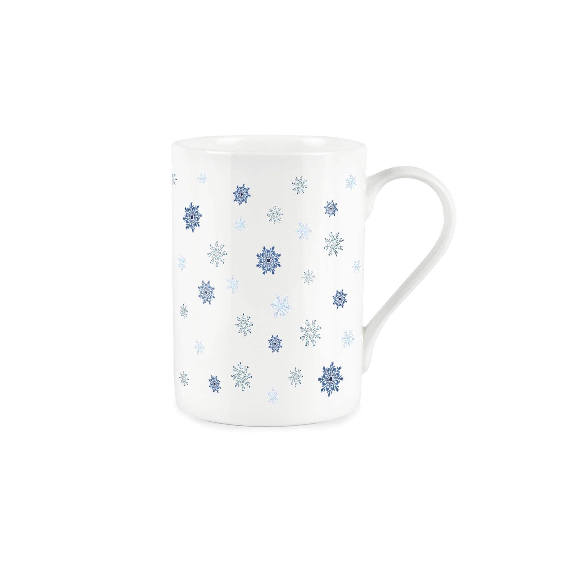 Christmas Mug - Watercolour Snowflakes Festive Blue & White Bone China Tea/Coffee Present Gift Mug