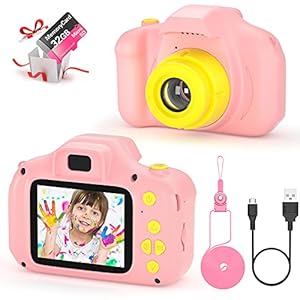 Kids Camera Toy Toddler Digital Camera Kids Toys Kids Gift 2 inch HD Screen 1080P 32GB TF Card Gifts Toy for 3 to 12 Years Old Boys and Girls Birthday (pink)