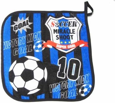 Amazon Co Jp ループタオル サッカー柄 タオル ハンドタオル フェイスタオル お手拭きタオル スポーツタオル ループ付き 保育園 幼稚園 小学校 子供 キッズ 遠足 ホーム キッチン