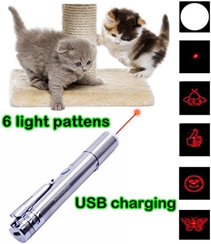 KINGGRID Cat Toys Laser Pointer 6 in 1 Interactive LED Light Cat Training Tool Flashlight