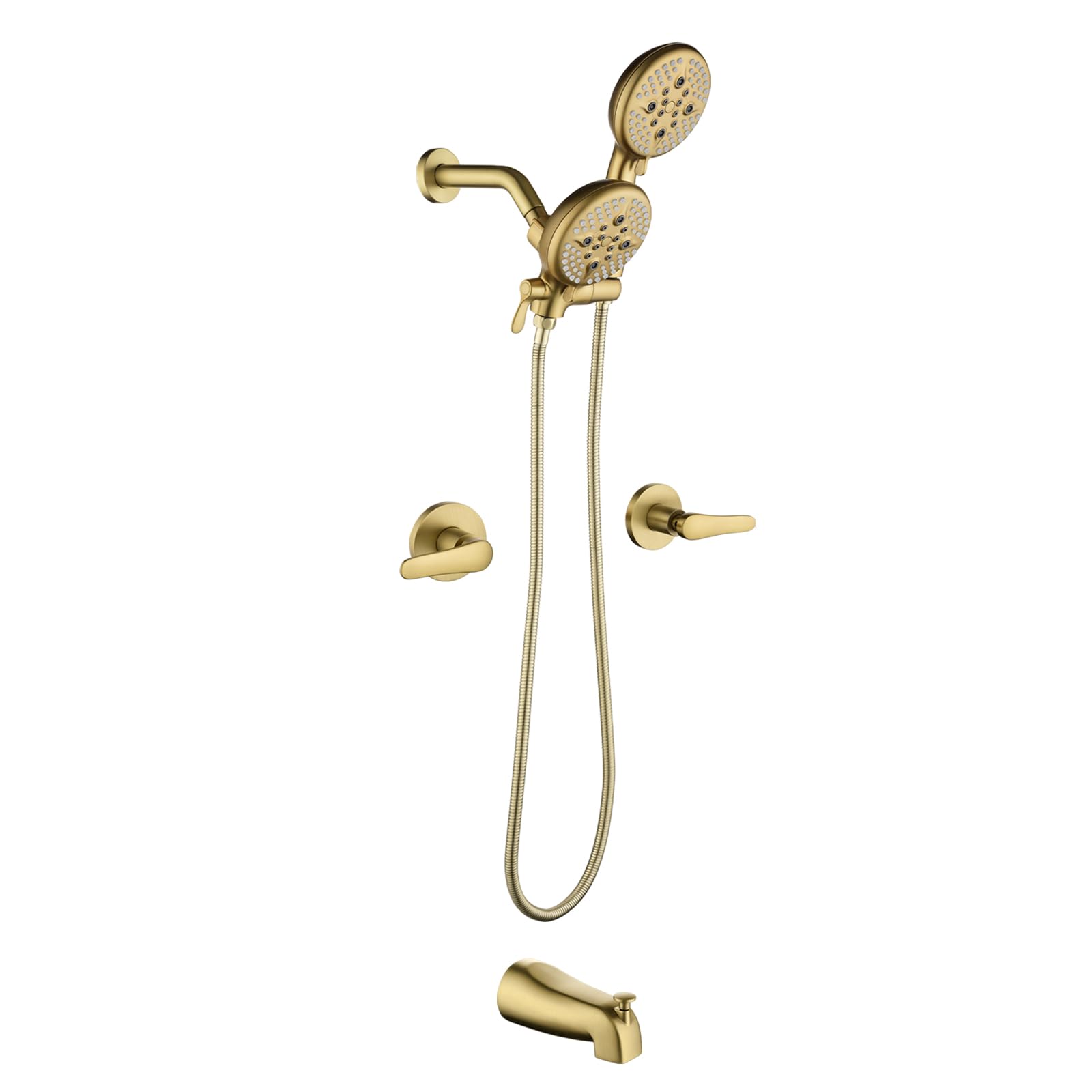 Photo 1 of 2 Handles Tub Shower Faucet Set Shower System with Tub Spout Bathtub Faucet Set Shower Tub Combo Set Complete Tub and Shower Trim Kit Brushed Gold