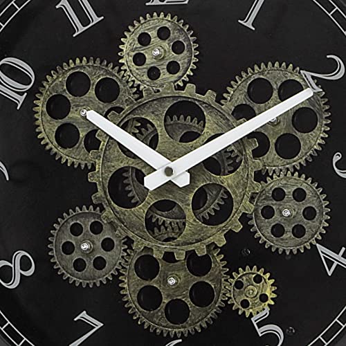 CLXEAST 15 Inch Real Moving Gear Wall Clock, Vintage Industrial Steampunk Aesthetics Art Home